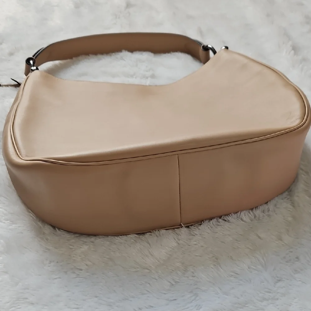 Coach Smooth Pebble Leather Shoulder Bag in Beige